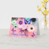 SCHALTFLÄCHEN, AQUAMARINE ROSE UND ANEMONEN-BLUME KARTE (Gelbe Blume)