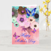 SCHALTFLÄCHEN, AQUAMARINE ROSE UND ANEMONEN-BLUME KARTE (Gelbe Blume)