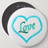 Schaltflächen für das Button Blue Heart Word Liebe (Vorne & Hinten)