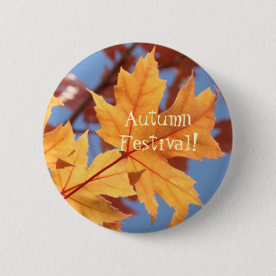 Schaltflächen für Herbstfestivals Orange Herbstlau Button