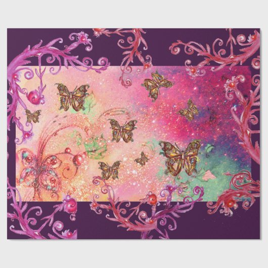 SCHALTFLÄCHEN IN DER PFLANZE PINK GLITZERN-MAGIC B GESCHENKPAPIER (Flach)