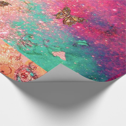 SCHALTFLÄCHEN IN DER PFLANZE PINK GLITZERN-MAGIC B GESCHENKPAPIER (Ecke)