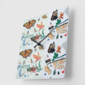 SCHALTFLÄDEN, INSEKTIONEN, BLUME UND PFLANZE QUADRATISCHE WANDUHR (Winkel)