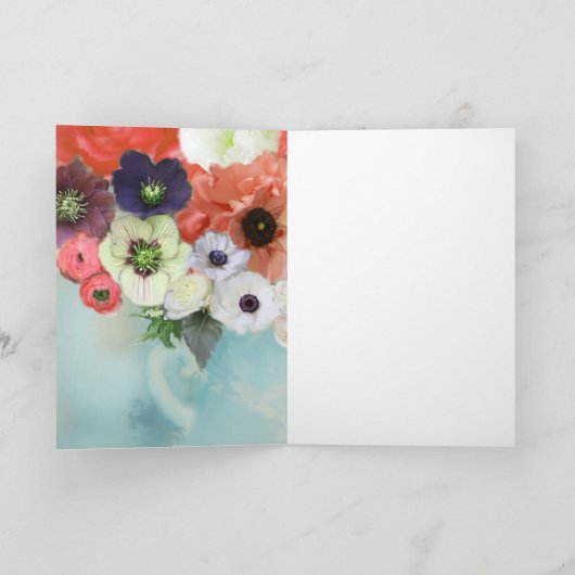 SCHALTFLÄDEN, WEISSE ROTE ROSEN UND ANEMONEN-BLUME KARTE (Innenseite)