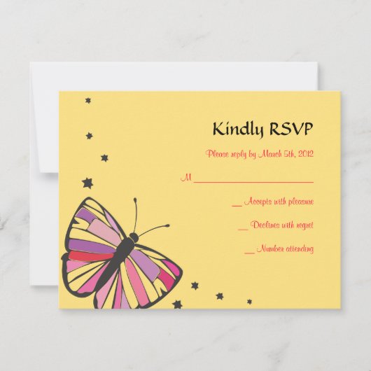 SCHALTFLY-BAT Mitzvah-Antwortkarte RSVP Karte (Vorderseite)