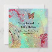 SCHALTFLY IN BLAU, BABY BOY SHOWER Foto-Vorlage Einladung (Rückseite)