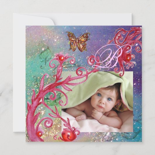 SCHALTFLY IN BLAU, BABY BOY SHOWER Foto-Vorlage Einladung (Vorderseite)