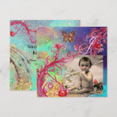 SCHALTFLY IN BLAU, BABY BOY SHOWER Foto-Vorlage Einladung (Vorne/Hinten)