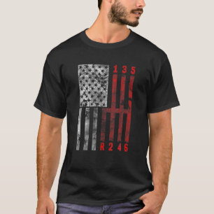 Schaltgetriebe Amerikanische Flagge Muscle Car 6 G T-Shirt