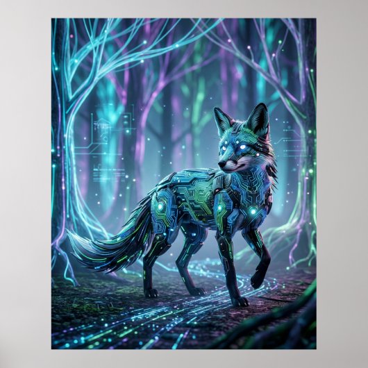 Schaltkreis Fox Neon Forest Poster (Vorne)