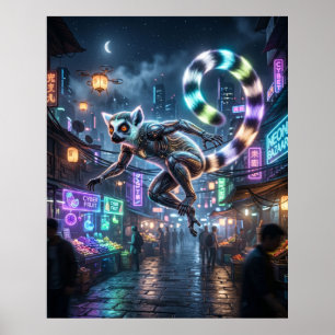 Schaltkreis Lemur Mond Markt Poster