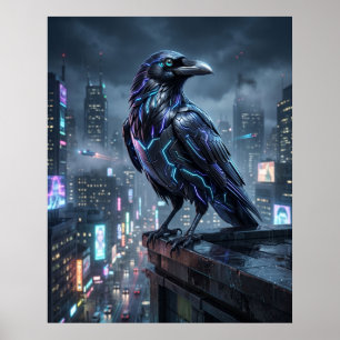 Schaltkreis Raven Neon Turm Poster