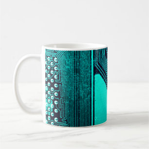 Schalttafel. Elektronische Computerhardware Kaffeetasse