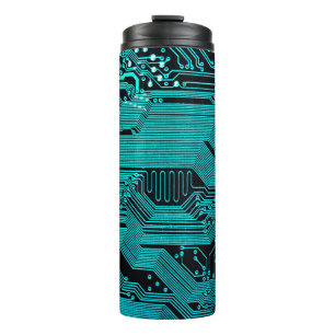 Schalttafel. Elektronische Computerhardware Thermosbecher