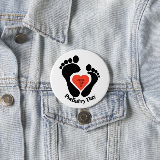 Schalttafel für den Podiatry Day - Paar der Füße u Button (Beispiel)