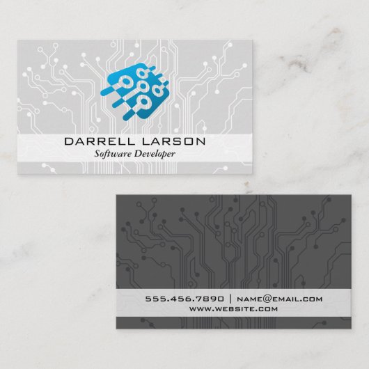 Schalttafel | Mikrochip-Tech-Logo Visitenkarte (Vorne/Hinten)