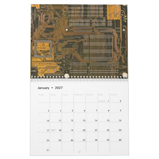 Schaltungsbrett, 2012 kalender (Jan 2027)