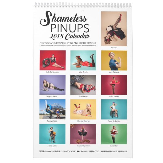 Schamlos Pinups: 2018 Kalender (Rückseite)
