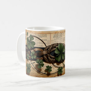 Schamrock-Junk-Journal-Seite Kaffeetasse