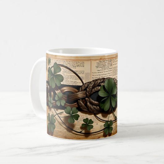 Schamrock-Junk-Journal-Seite Kaffeetasse (Vorderseite Links)