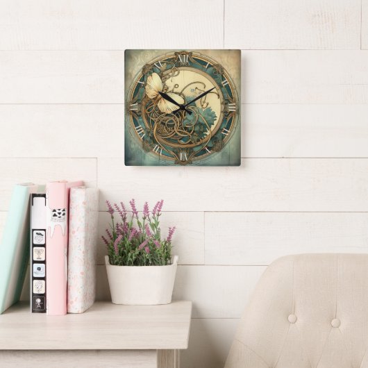 schändlicher Jugendstil! Quadratische Wanduhr (Lesesaal)