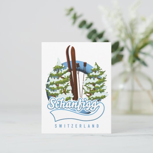 Schanfigg Schweiz Skiposter Feiertagspostkarte (Stehend Vorderseite)