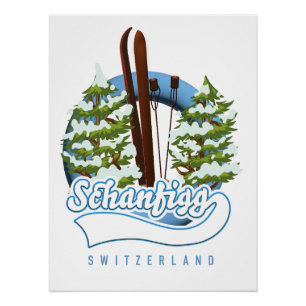 Schanfigg Schweiz Skiposter Poster