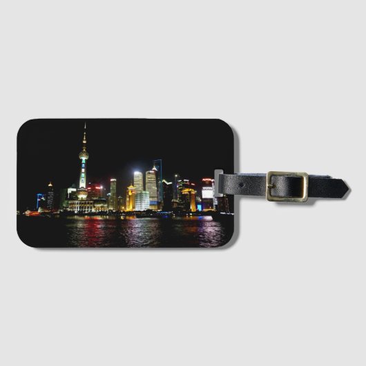Schanghai in der Nacht Gepäckanhänger (Vorderseite (Horizontal))