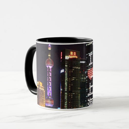 Schanghai in der Nacht Tasse (Vorderseite Links)