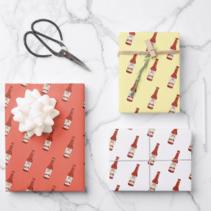 Scharf! Heiße Sauce Salsa Cute Handgezeichnet Geschenkpapier Set