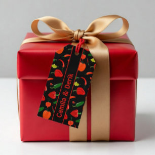 Scharfe Chili-Pfeffer-Muster Personalisierte Party Geschenkanhänger