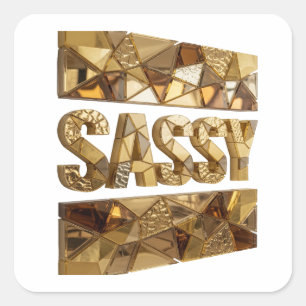 Scharfe Gold-SASSY-Geschenk-Sticker Quadratischer Aufkleber