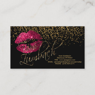 Scharfe Goldconfetti-u. -PINK-Lippen Visitenkarte
