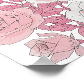 Scharfe graue rosa Rosen kühnes Design Poster (Ecke)