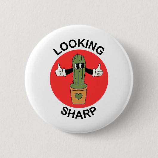Schärfe Kakteen Pun Button (Vorderseite)