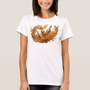 Scharfe Orange ABSTRACT ART Mode Druck T-Shirt