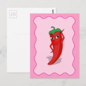 Scharfe Paprika-Diva Rosa Wellenrand Postkarte (Vorne/Hinten)