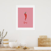 Scharfe rote Paprika Poster (Küche)