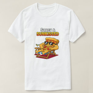Scharfe Sonnenverwöhnte Pizzascheibe Sommer Strand T-Shirt