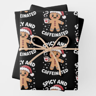 Scharfe und koffeinhaltige Weihnachts-Gingerbread- Geschenkpapier Set