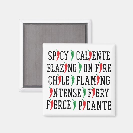 scharfe Wörter Chile Pepper Design Magnet (Vorderseite/Rückseite)