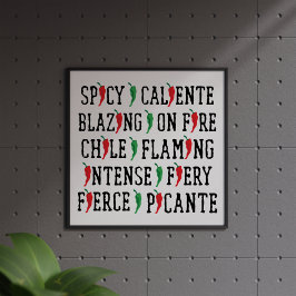 scharfe Wörter Chile Pepper Design Poster