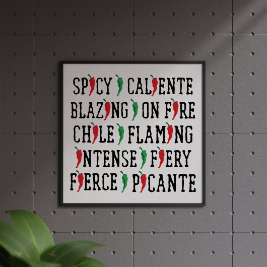 scharfe Wörter Chile Pepper Design Poster