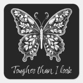 Schärfer als ich SchmetterlingsBriefmarke aussehe Quadratischer Aufkleber (Vorderseite)