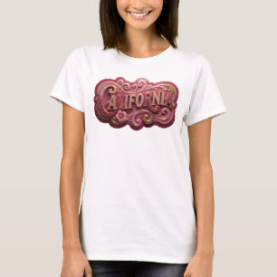 Scharfer Gold CALIFORNIA Druck T-Shirt