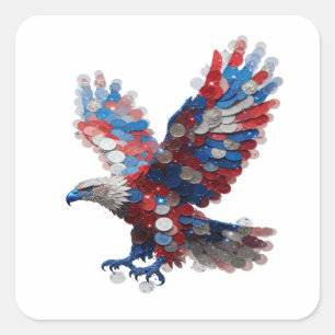 Scharfer Silber-EAGLE-Aufkleber Quadratischer Aufkleber