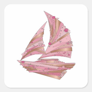 Scharfer Silberner PINK CRYSTAL SHIP Quadratischer Aufkleber