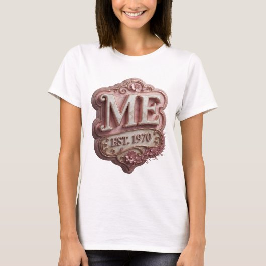 Scharfes Gold ME EST 1970 Statement Design T-Shirt (Vorderseite)