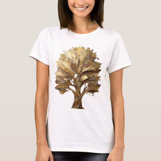Scharfes Grau GOLDENER LEBENSBAUM Textdesign T-Shirt (Vorderseite)