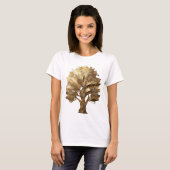 Scharfes Grau GOLDENER LEBENSBAUM Textdesign T-Shirt (Vorne ganz)
